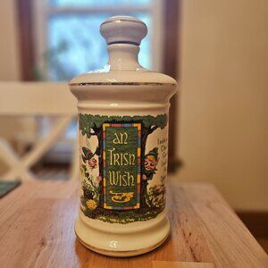 1975 Bourbon Decanter Old Fitzgerald Irish Wish Leprechauns Whiskey Porcelain